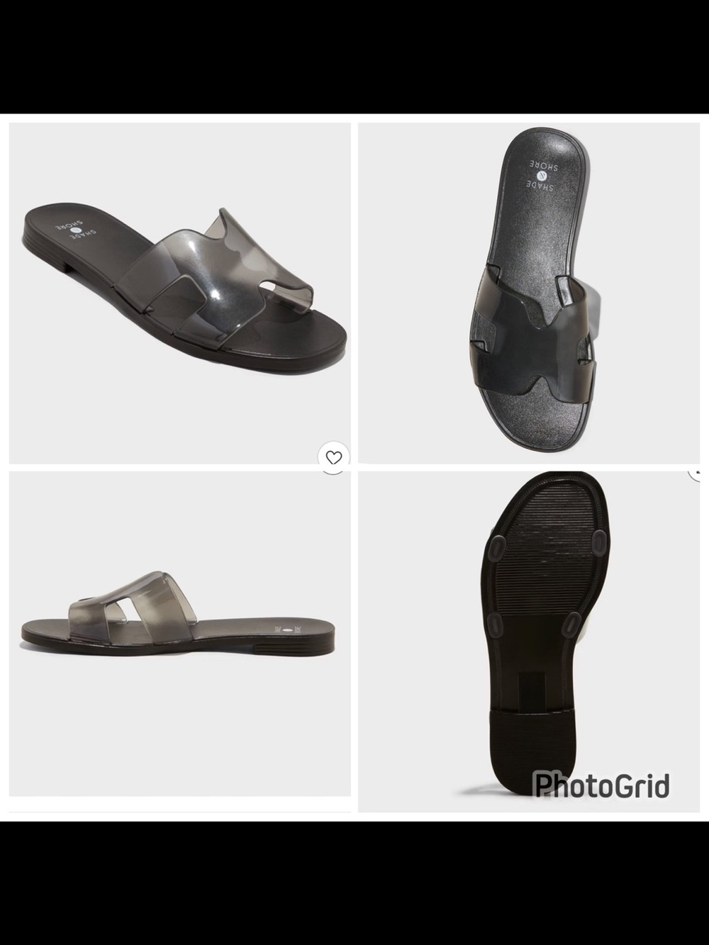 Shade & Shore Black/clear Sandals Size 9